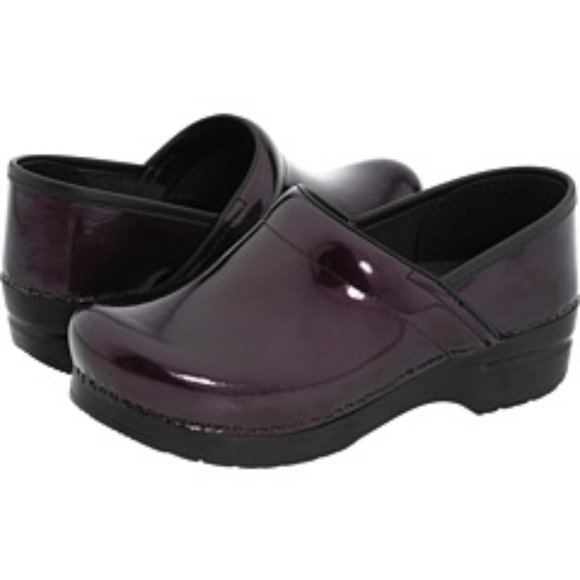 Dansko Shoes - Dansko Pearlized Patent Leather Clogs Purple Slip On Work Comfort Nurse Shoe